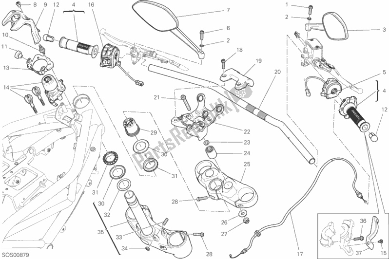 Todas as partes de Guiador E Controles do Ducati Monster 659 Australia 2020